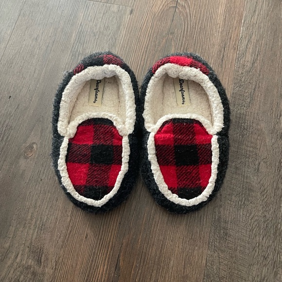 Kids Hunter Plaid Faux Shearling Slippers - Picture 2 of 4